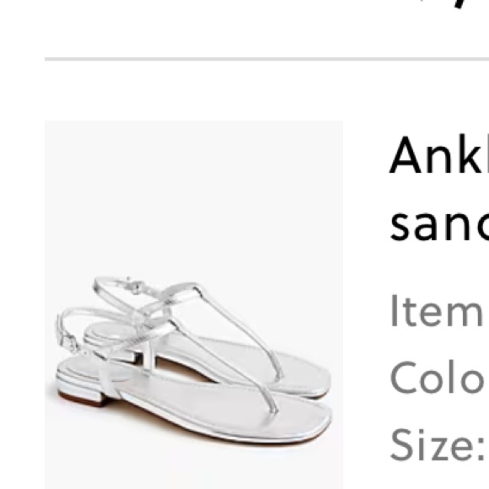 LAST CHANCE NWT J. Crew Factory Metallic Silver Ankle Strap Thong Sandals Size 7 - Picture 5 of 5